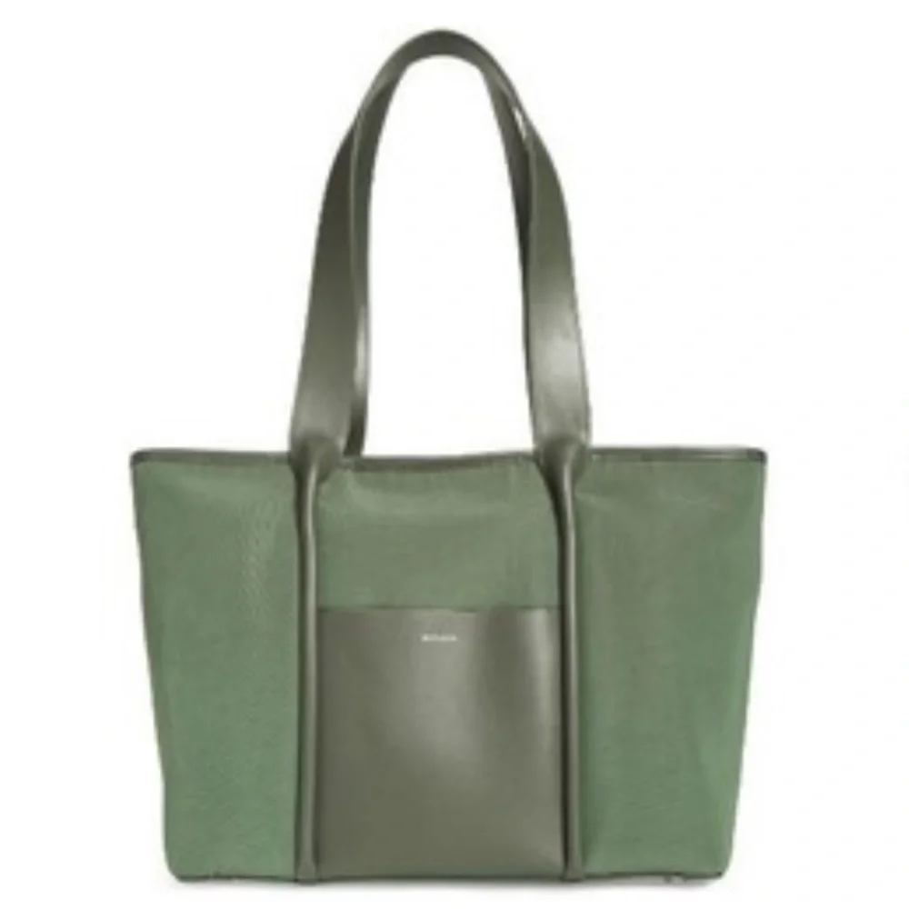 Skagen Lisabet Leather Canvas Tote Hunter Green